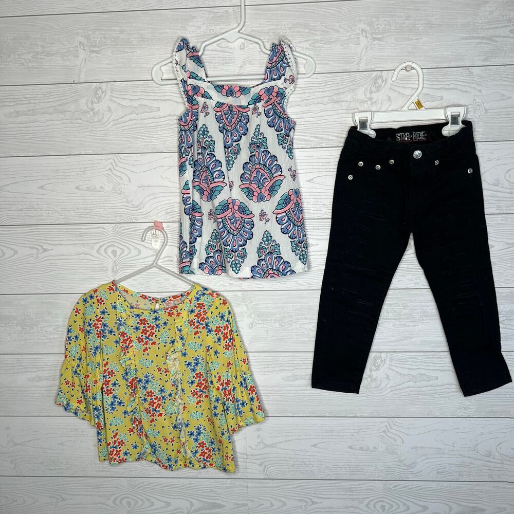 Carter’s paisley top/Genuine Kids floral top/StarRide jeans girls size 3T